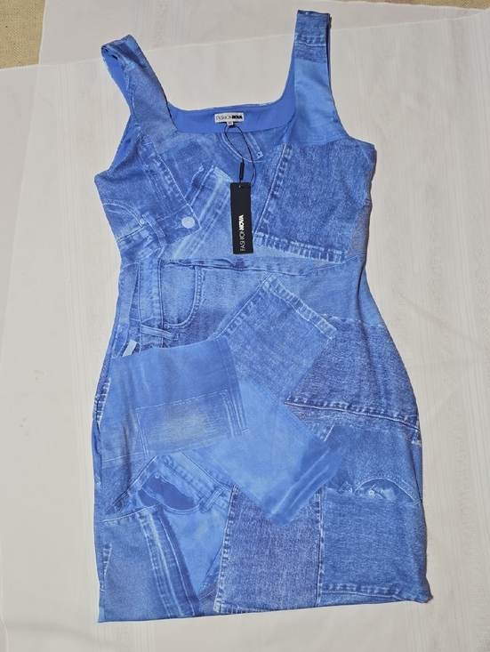 Fashion Nova Dresses & Skirts - NWT! Women's XL Fashion Nova Blue Denim-Print Bodycon Dress